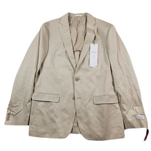 Calvin Klein Slim-Fit Suit Jacket Mens 44L 44 Tan Cotton Stretch‎ $360